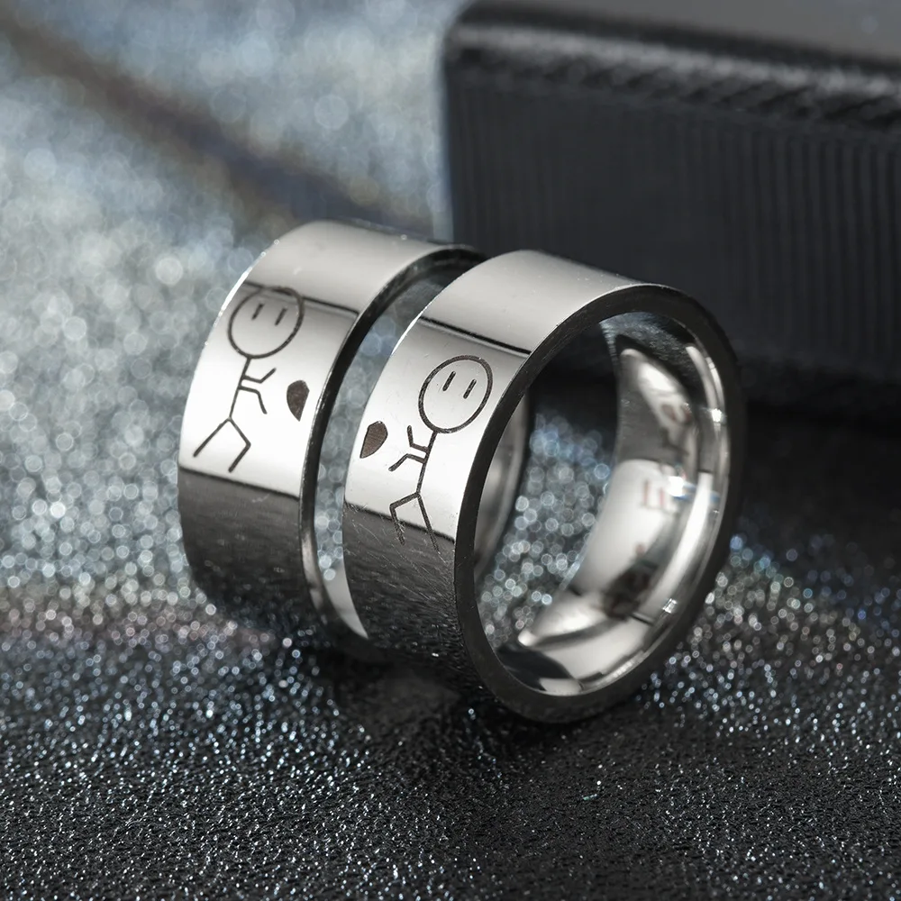 Titanium Steel Ring For Men Women Interesting Couple Ring Lovers Promise Ring Fashion Jewelry Brithday Christmas Gift Wholesale 2