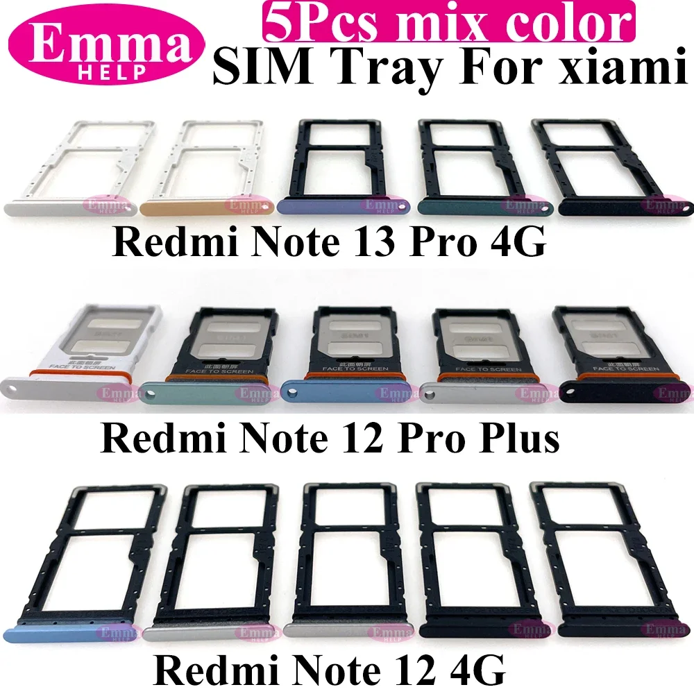 5Pcs SIM Card Adapter Drawer For Xiaomi Redmi Note 13 Pro Plus 12s 11 11s 10 Sim Card Reader Holder SIM Card Tray Holder Slot