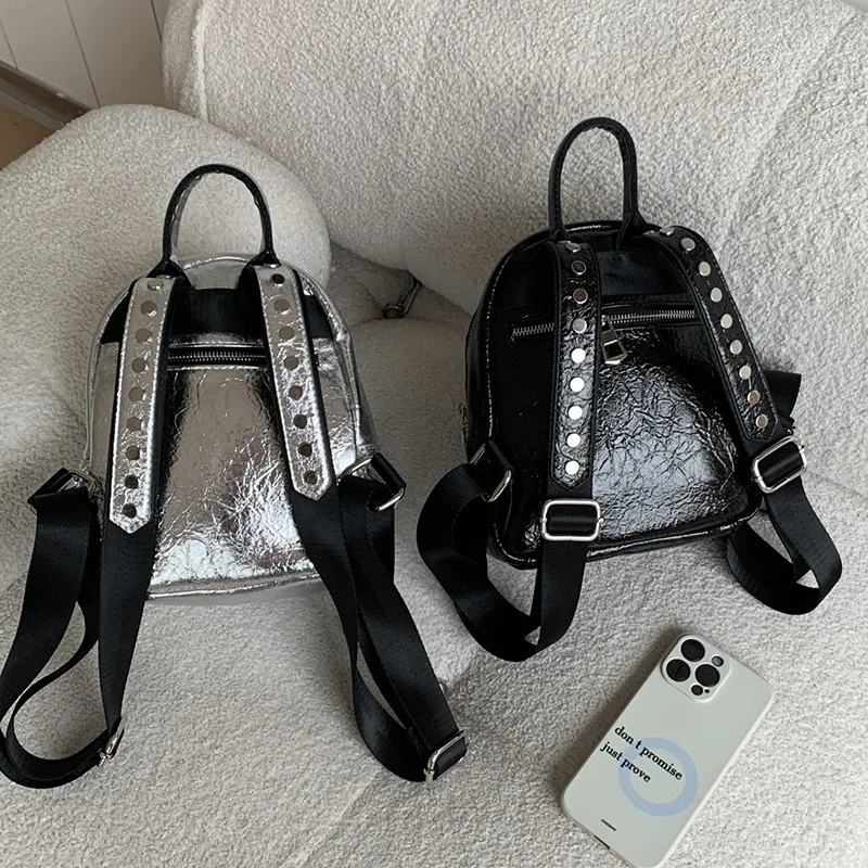 Stylish Small Backpack for Women with Rivet Accents for Daily Commuting