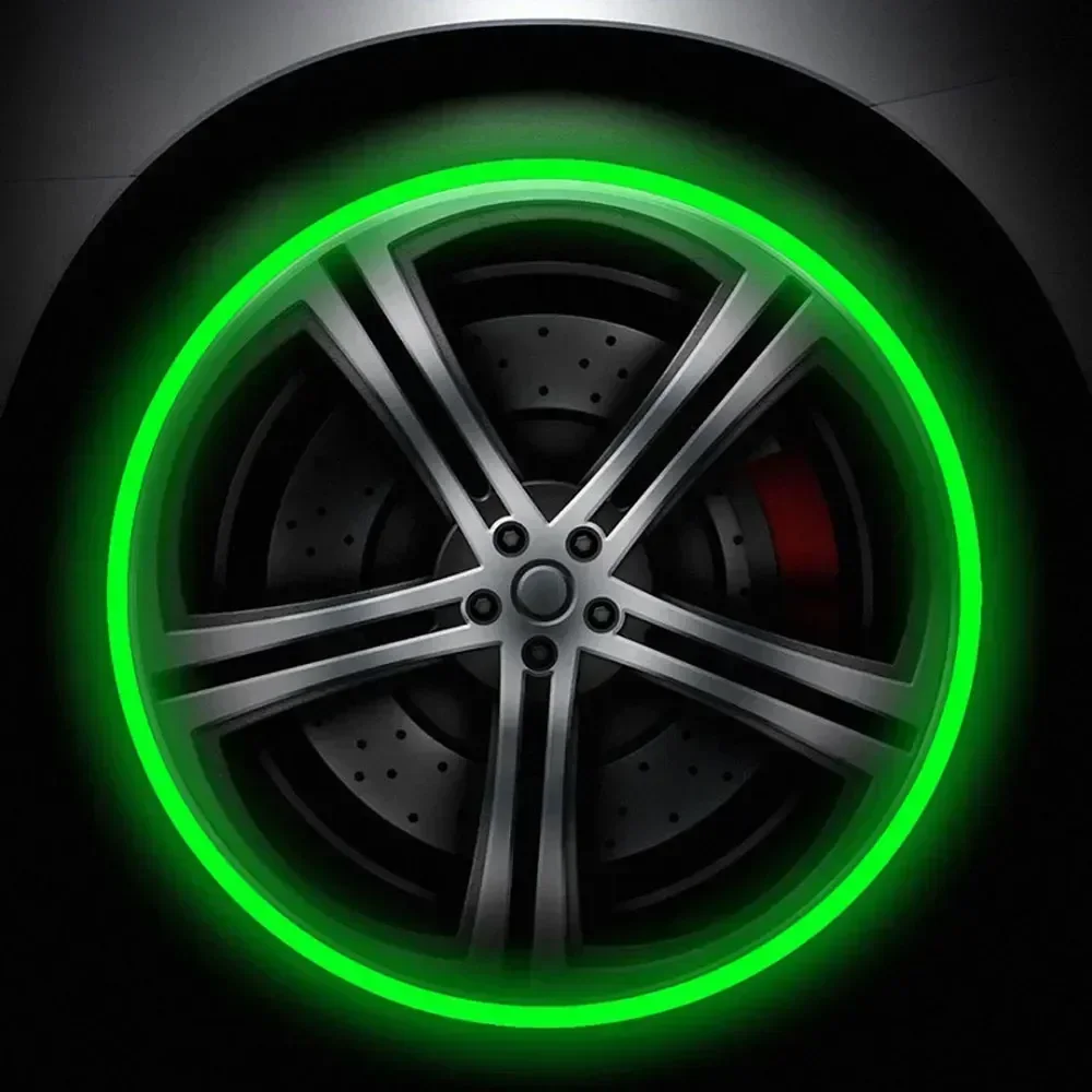 Universal Reflective Fluorescent Green Wheel Rim Decorative Strips - 18''