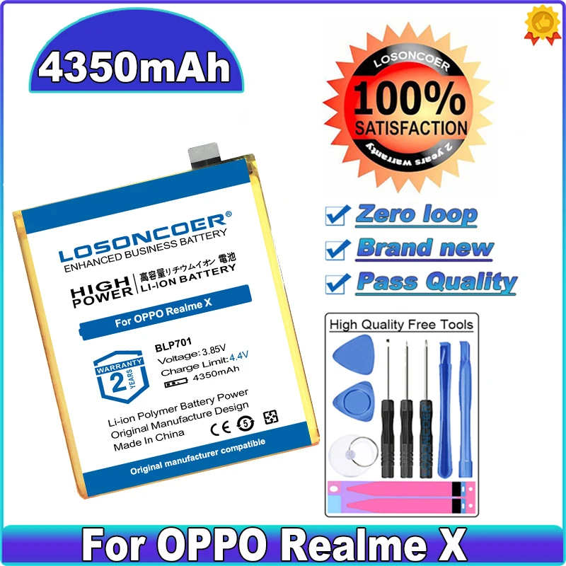 

LOSONCOER 4350mAh BLP701 For OPPO Realme X 1917 CPH1917 PCAM00 Reno High Capacity Phone Battery