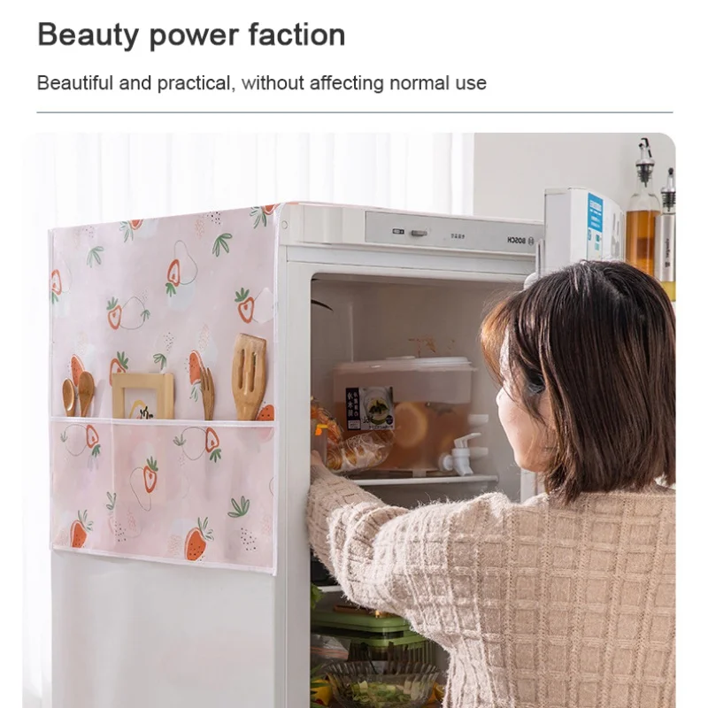 Peva Household Refrigerator Dust Cover Waterproof Oilproof Refrigerator Cover Towel Home Fabric Printing Dust Bag
