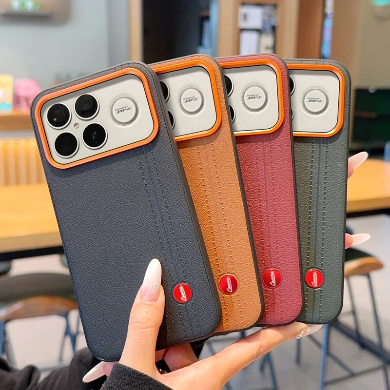 Electroplated Leather Texture Dual-Color Striped Anti-Fingerprint Phone Case