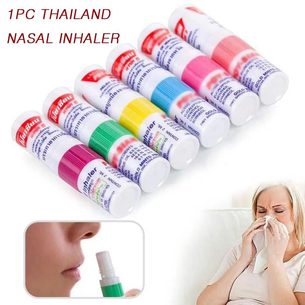 New Thailand Nasal Inhaler Herbal Nasal Inhaler Mint Cylinder Oil Branching Breezy Motion Sickness Asthma Spray Poy Sian Stick 5pcs nasal essential oils rhinitis mint cream refresh nose cold cool chinese natural herbal ointment nasal inhaler stick a335