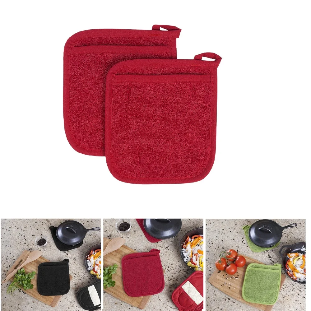 3 In1 Pot Holders Insulation Glove Cotton Terry Microwave Gloves Potholder Mat Kitchen Gloves Oven Mitts Baking for Cooking BBQ