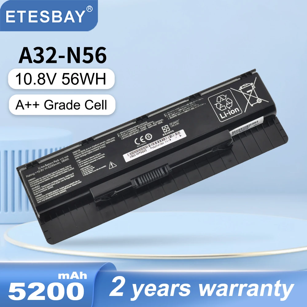 

ETESBAY A32-N56 5200mAh/56WH Laptop Battery for ASUS N46 N46V N46VJ N46VM N46VZ N56 N56V N56VJ N56VM N76 N76VZ A31-N56 A33-N56