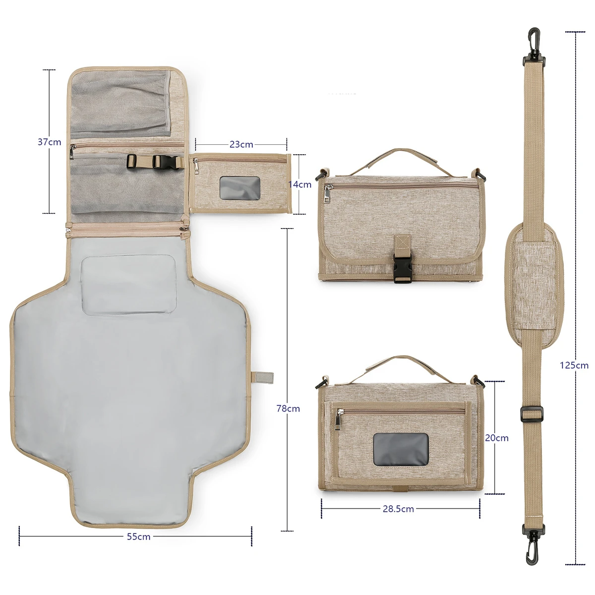 1pcs Baby Diaper Pads Outdoor Travel Folding Waterproof Diapers Shoulder Strap Wet Wipes Pocket