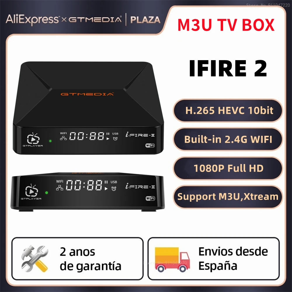 Gtmedia Ifire 2 Smart Tv Box 1080P Full Hd,770Mhz Dual Core Hevc 10Bit/Bt Telecomando/Internet Set Top Box Supporto M3U,Xtream