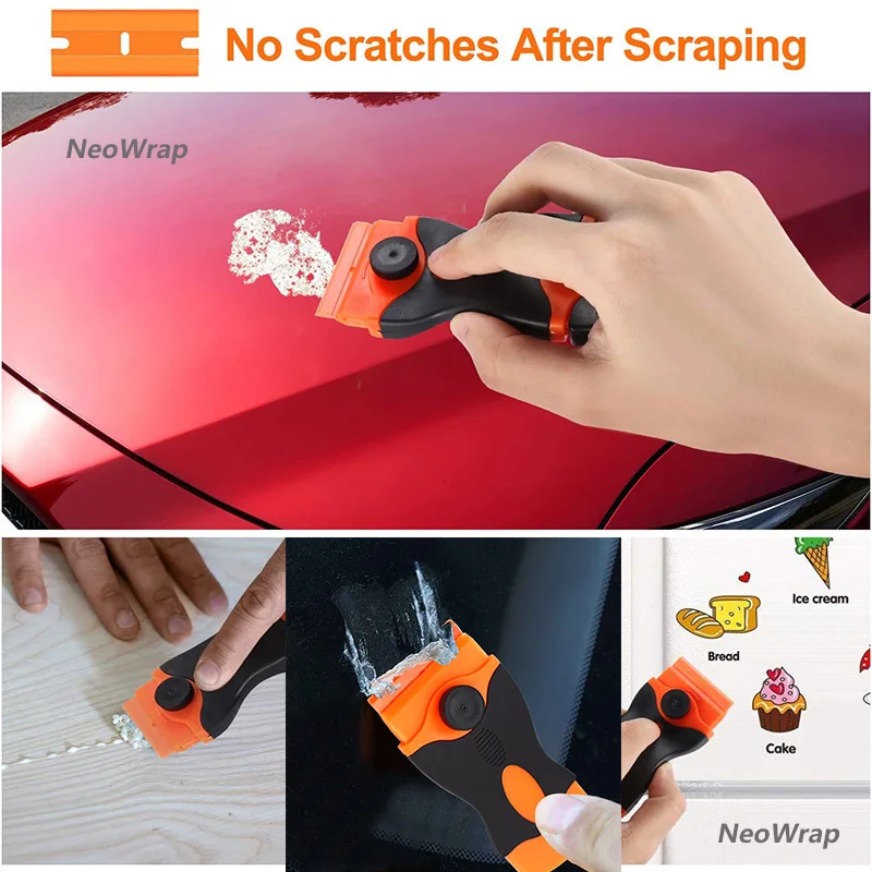 Razor Blade Scraper Car Glass Blades Window Glass Glue Sticker Remover Clean Ceramic Hob Auto Squeegee Tool