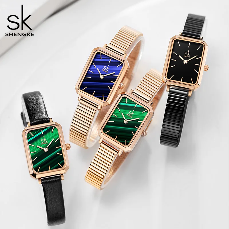 Shengke New Watch For Women Elegant Black Rectangle Ultra Thin Dial Reloj Mujer Precise Japanese Quartz Relogio Feminino