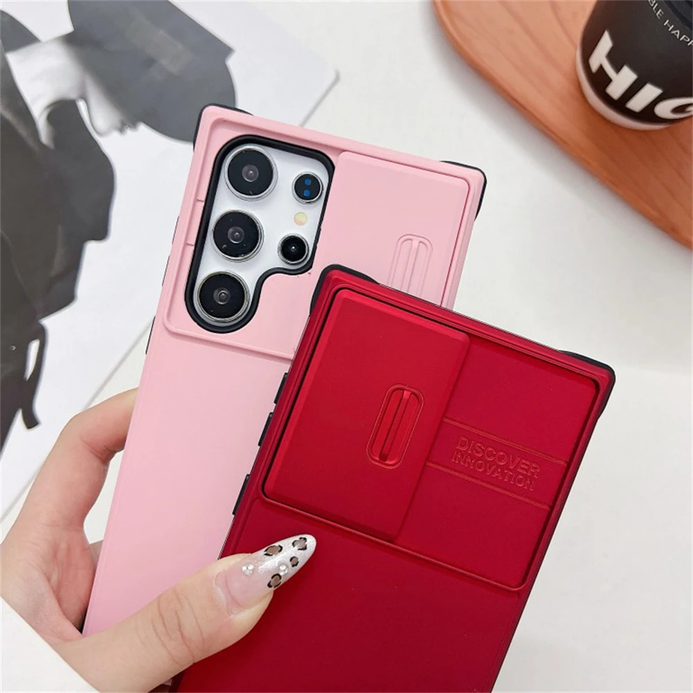 Matte Slide Window Shockproof Phone Case with Camera Protection & Solid Bumper Design