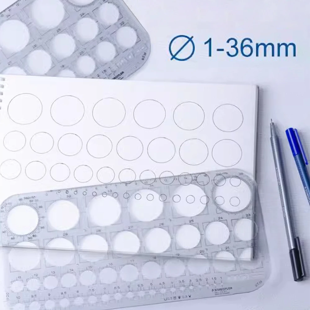 독일 STAEDTLER 눈금자 건축 드로잉 수학 템플릿, 원형 아트 문구 그리기, 눈금자 576 01F