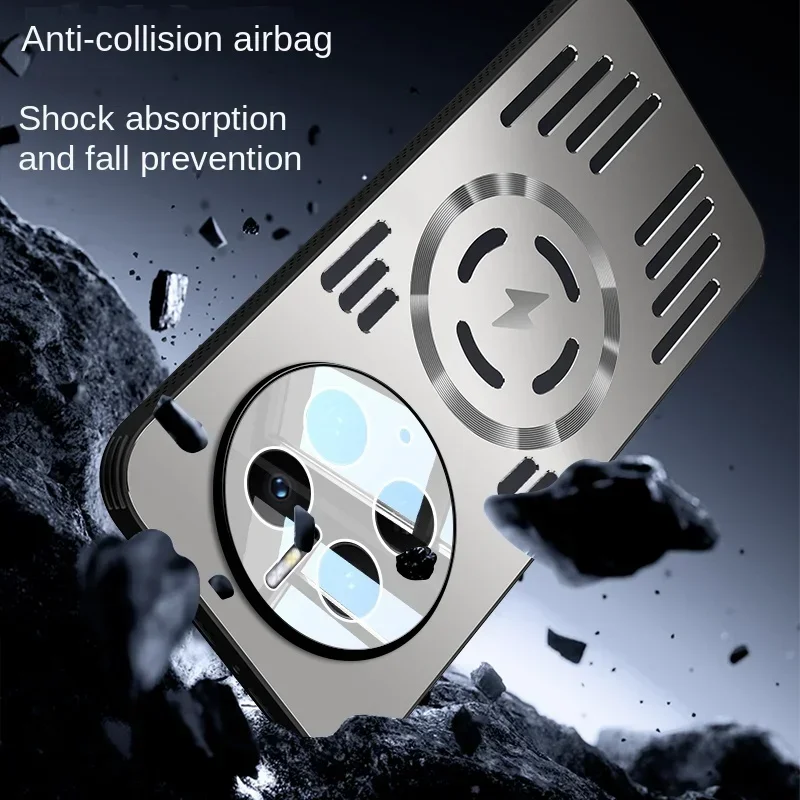Magic 7Pro Magsafe Charging Metal Heat Dissipation Case - Smart Aluminum Alloy Hard Shockproof Bumper