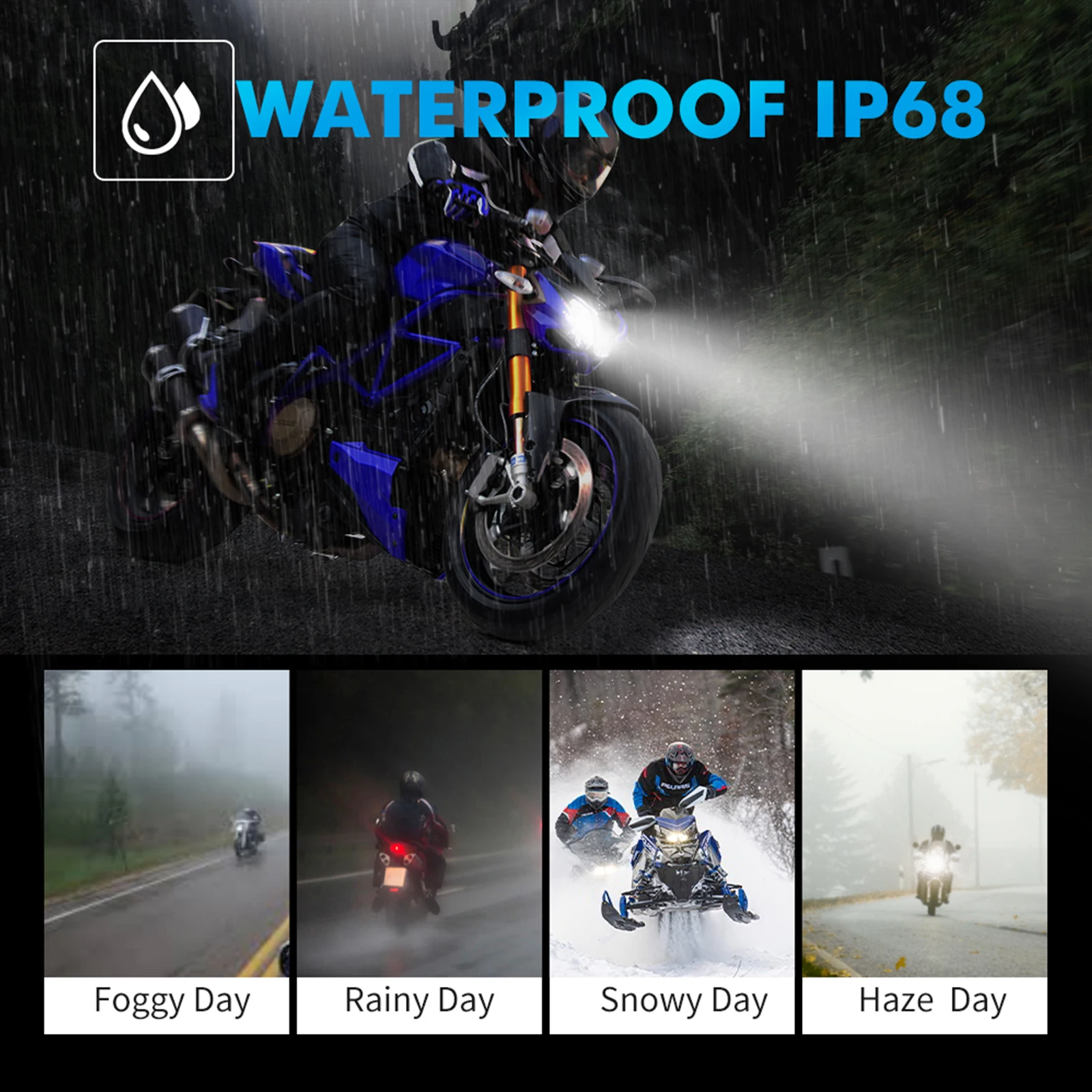 Motorcycle Headlight Motorcycle LED Lights LED Motorcycle Lights LED Lights BEVINSEE BA20D LED Motorcycle Headlight 12V 3000LM H6 LED Light Bulbs Plug and Play Fanless Wireless Moto Headlamp Replacement
