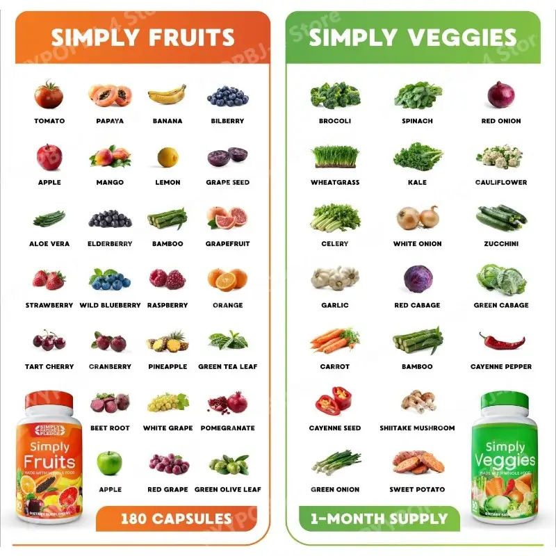 Fruit and Vegetable Capsules Packed with Over 40 Different Fruits Vegetables Made with Whole Food Superfoods High Beta Carotene - Image 4