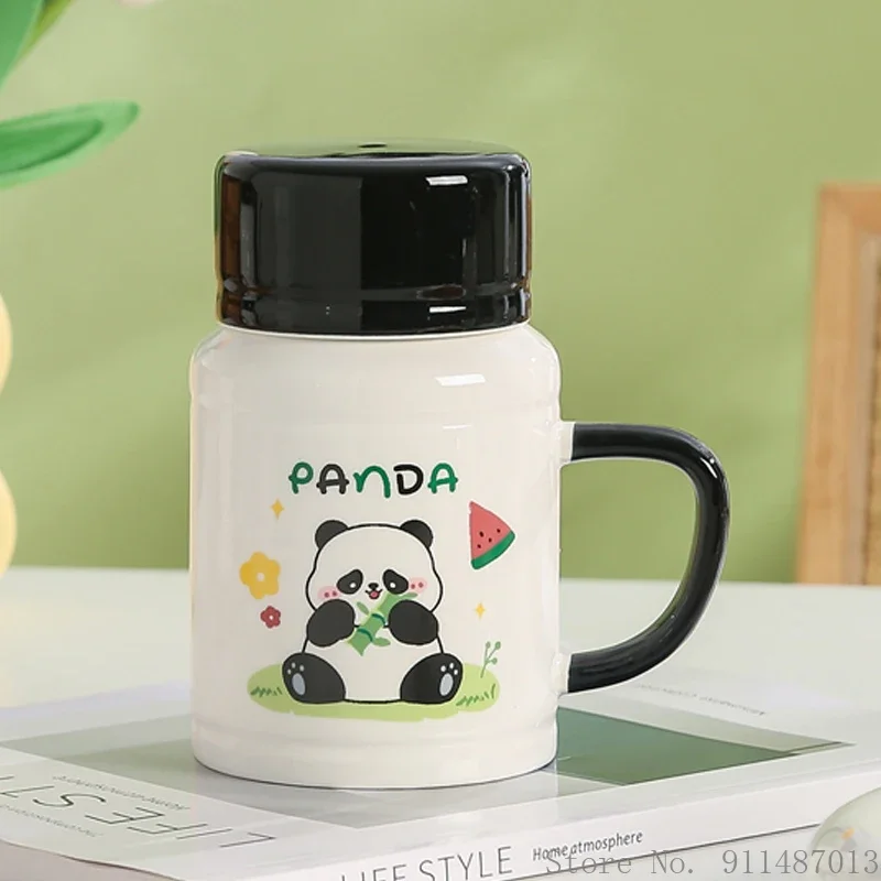 

1 шт. креативные китайские милые кружки с крышкой с мультяшным рисунком панды керамические товары для дома и офиса посуда для напитков чашка для кофе и воды