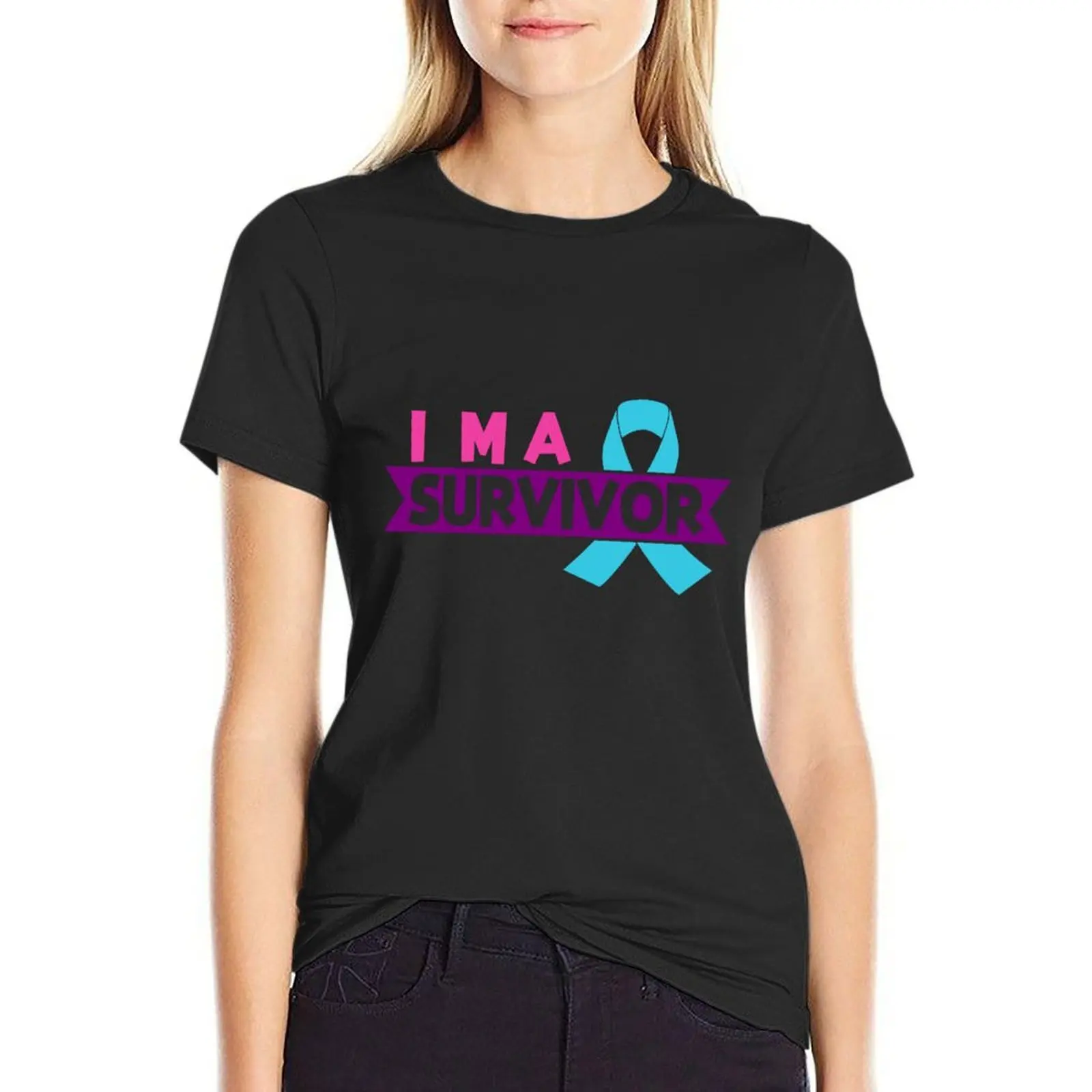 I'm a Survivor Thyroid Cancer Awareness T-Shirt tees hippie clothes female graphics Woman fashion