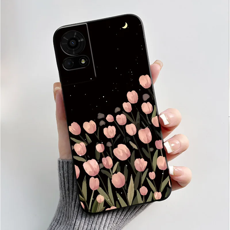 Luxury Butterfly Flowers Black Shockproof Soft Silicone Bumper Phone Case