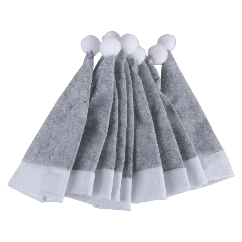 Set Of 10 Gray Christmas Hats for Holiday Decoration Elegant Tableware Holders F1FB