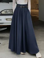 ZANZEA Women High Waist Jupe Korean Pleating Swing Skirt Vintage Fashion 2024 Spring Office Falda Holiday Loose Solid Long Skirt - Image 3