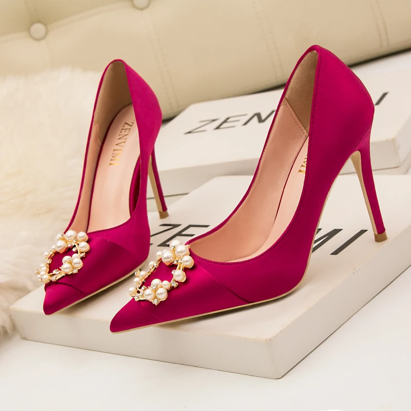 2023 Spring Luxury Women Glitter Rhinestone Thin High Heels Pumps Spell color Crystal Cinderella Wedding Shoes Plus Size