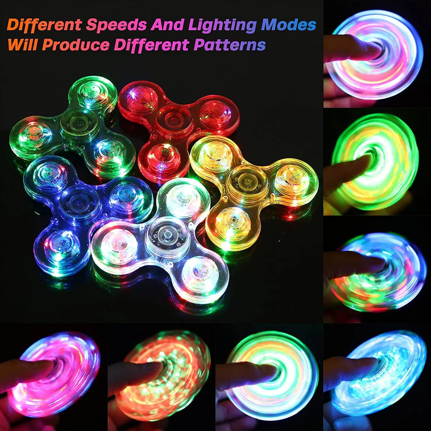 LED Light Up Fidget Spinner Luminous Finger Toy Hand Spinner Stress Reduction and Anxiety Relief Party Favors for Kids Adults 4