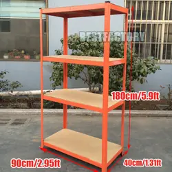 Heavy-Duty 5-Tier Metal Storage Shelving (180cm Red)