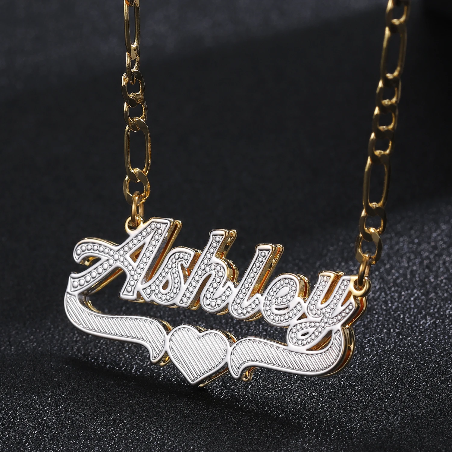 Customized Name Necklace Double 18K Gold Plated Nameplate 3D Necklace Personalized Choker Women Double Layer Name Necklace Gifts