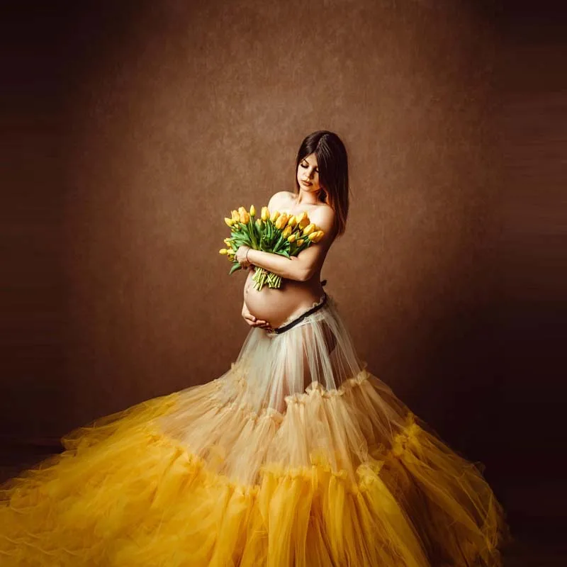 

Красивые юбки из фатина, привлекательная Прозрачная Юбка для летней вечеринки, пышная трапециевидная желтая юбка с градиентом, Длинные тюлевые юбки 2022