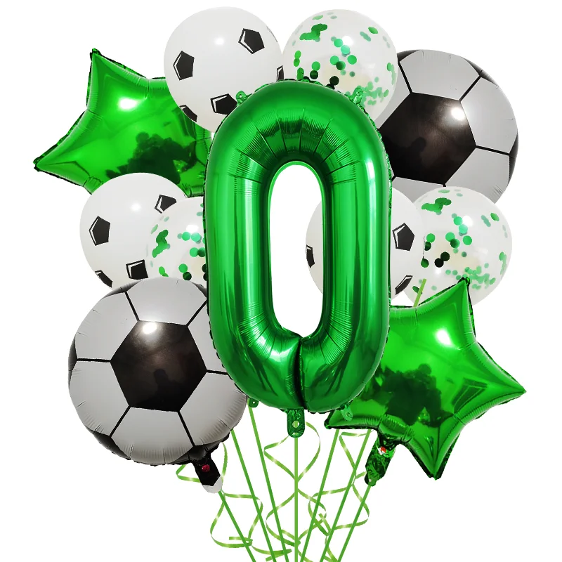 Helium Foil Soccer Balloons - 32-Inch Green Number Ball Sports Party Decorations