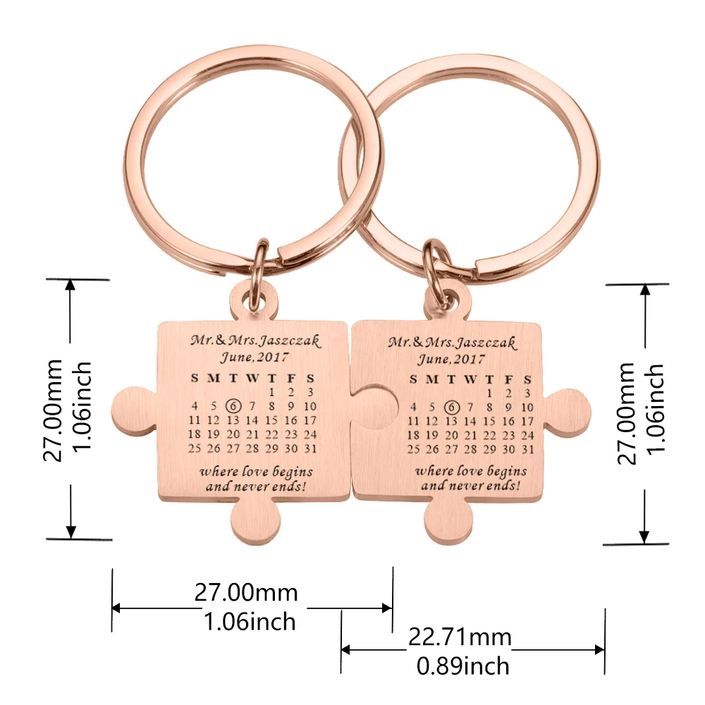 マゾカップル カスタマイズされたカレンダーキーホルダー,1ペアのカップル,誕生日プレゼント,カップルの名前で彫刻 - AliExpress