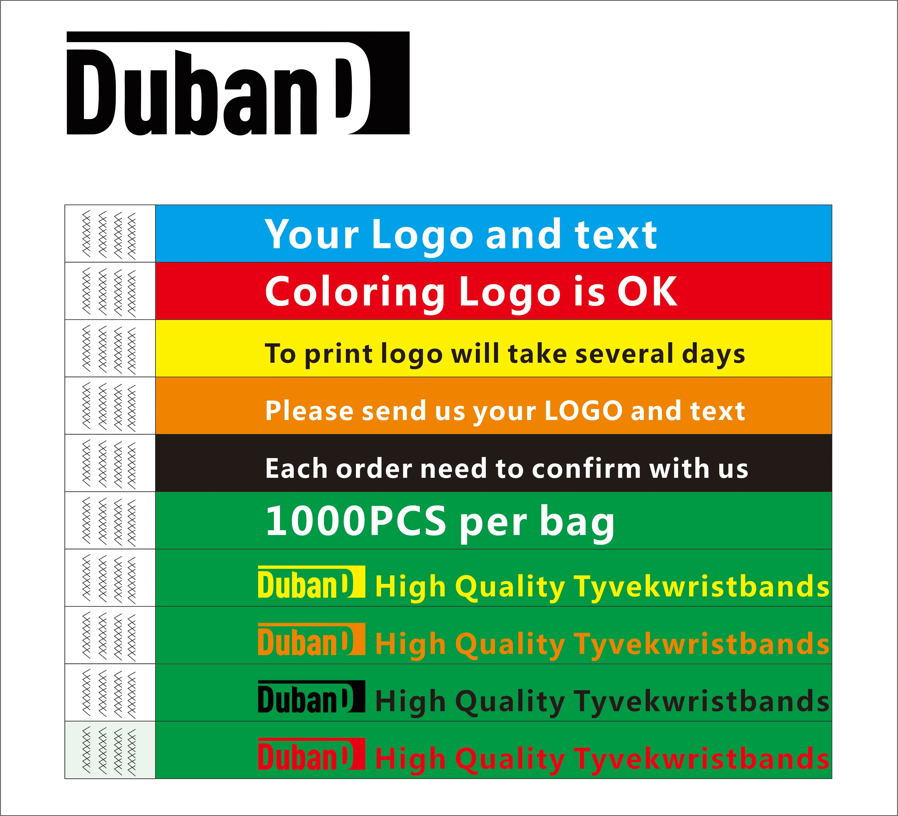 50-400pcs Disposable bracelet wrist strap tyvek customized copywriting logo holiday activities