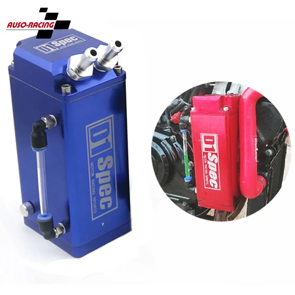 

D1 SPEC Square 0.75L Universal Billet Aluminum Racing Engine Oil Fuel Catch Reservoir Tank Can With Hose Indicator