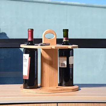 Porte bouteilles en bois avec support pour verres et tire-bouchon