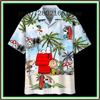 2024 New Snoopy Hawaiian Shirt Men's and Women's Children's Button Short Sleeved Beach Shirt Fashion Street Casual Shirt 2