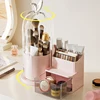 360° Rotating Cosmetic Brush Shelf Organizer Cosmetic Display Case Desktop with Drawer Storage Organizer For Living Room Bedroom 5