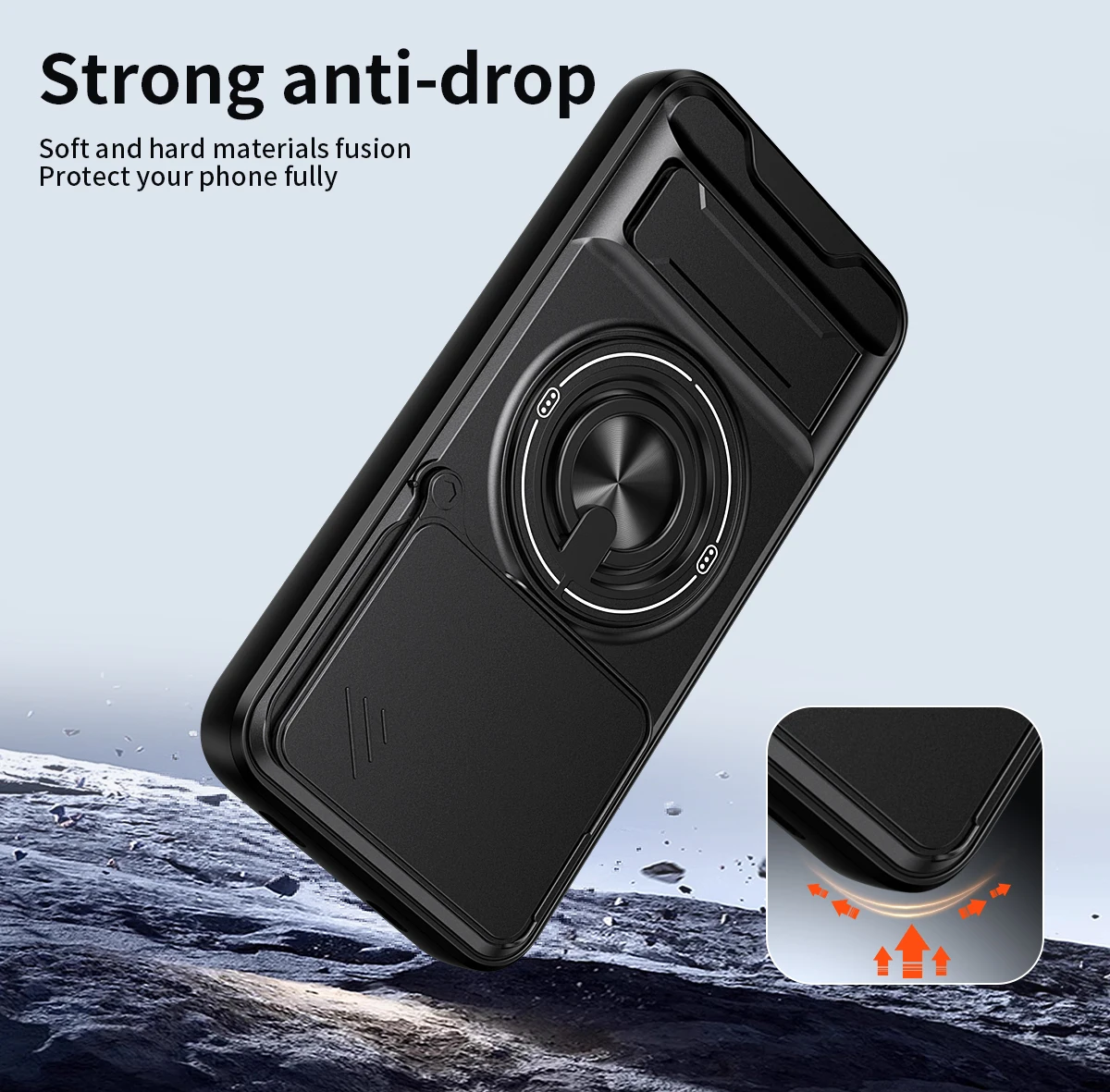 Armored Hard Shell Phone Case with 360° Rotating Magnetic Ring Holder