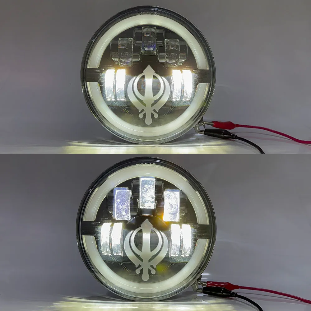 NEW 7 inch Motorcycle Headlight LED Light Halo DRL Lamp For Royal Enfield Himala