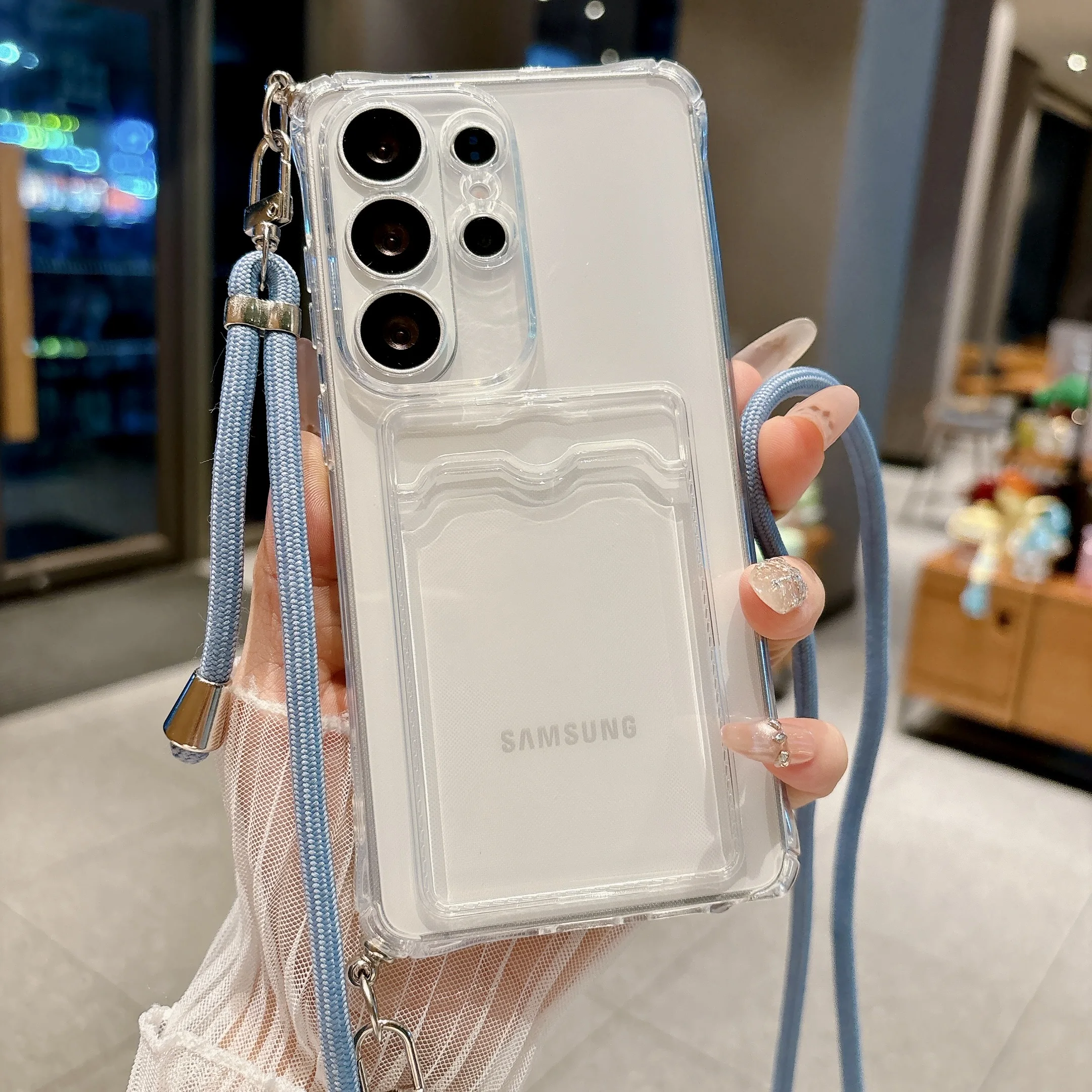 Adjustable Crossbody Lanyard Phone Case with Silicone Card Holder Cover