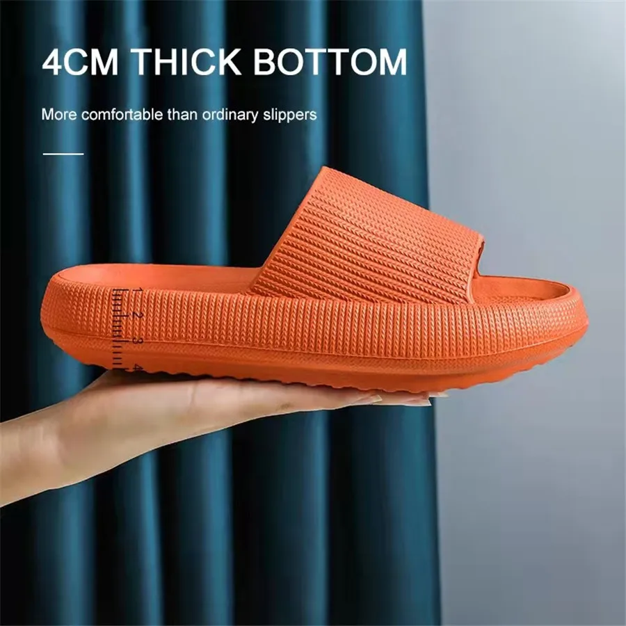 Summer Slippers Women Soild Slides Comfortable Bathroom EVA Cloud Soft Thick Non-slip Indoor Men Flat Heel Home Cushion Shoes 6