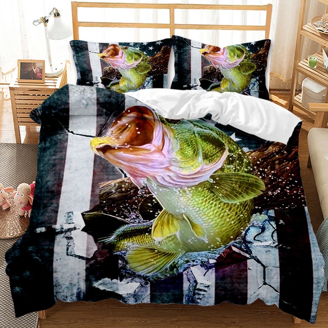 Big Pike Fishing Duvet Cover Set Hunting Bedding Fly Fishing