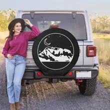 

Mountains and Moon Design - Spare Tire Cover for Jeep Wrangler, Jeep Liberty, 2021 Bronco, RV, Camper - Optional Backup Camera H