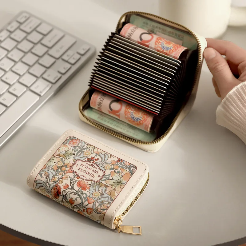 Credit Card Bag Women Exquisite Compact Multi-card Large Capacity 9/18 Slots Retro Document Storage Wallet New Coin Wallet