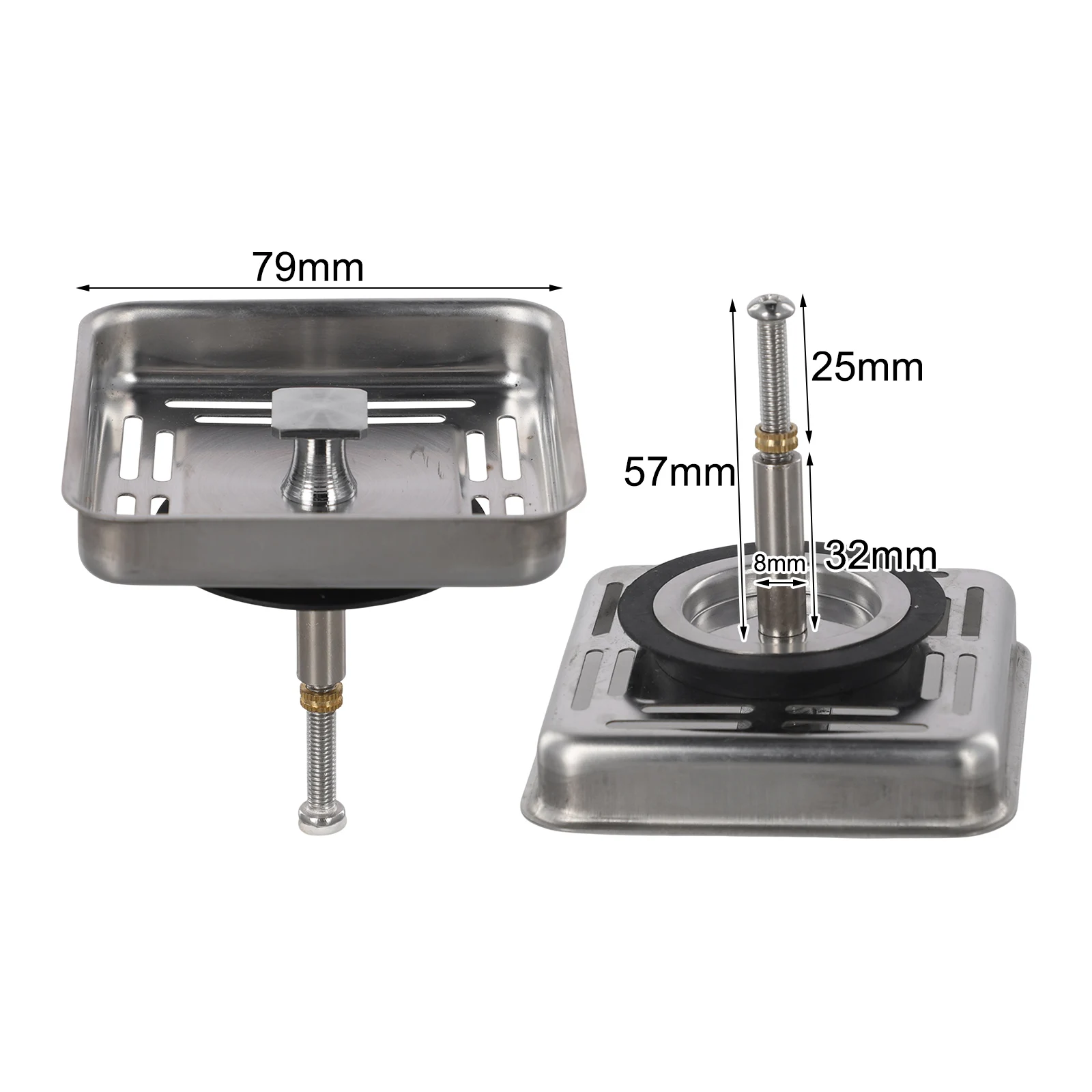 Sink Strainer Cleaning Tool Post Stopper 8mm Kitchen Square Sink Strainer Easy To Clean Efficient Filtering Plug