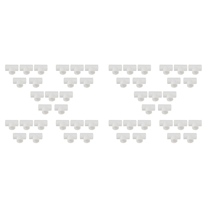 

20Mm PVC Tee 3 Way Water Pipe Tube Adapter Connectors White 50 Pcs