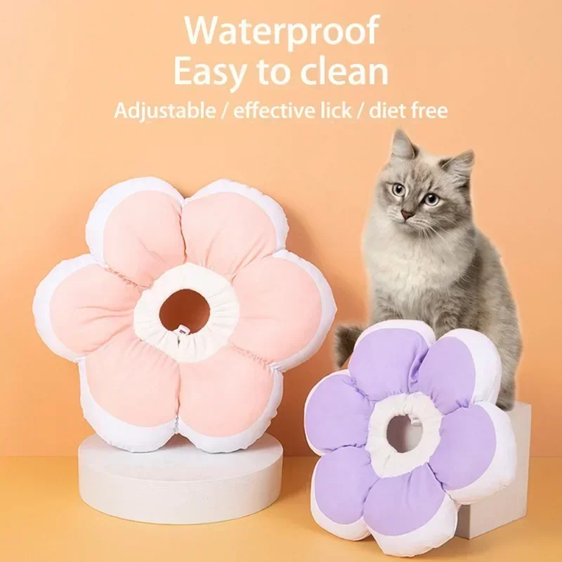 Cat Dog Recovery Collar Cute Flower Cone Elizabethan Collar for Small Medium Dogs Cats Anti-Bite Lick Adjustable Pet E-Collar 3