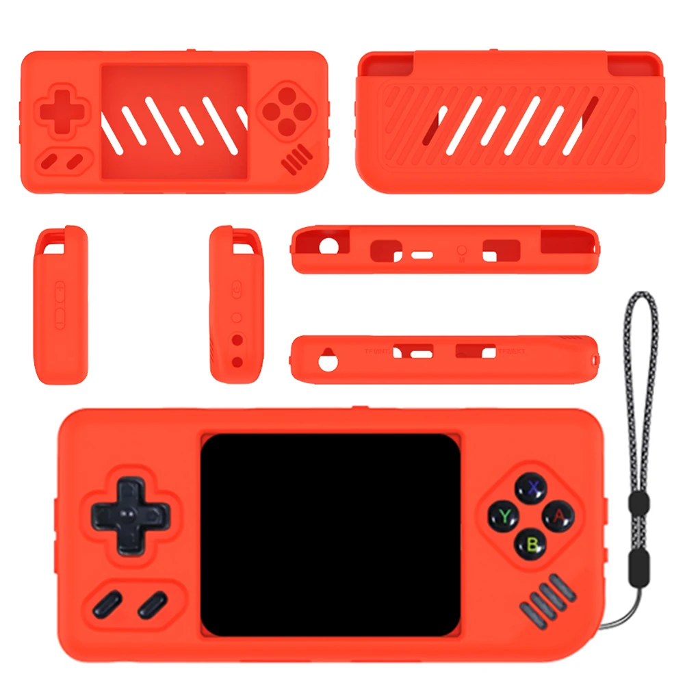 Silicone Protective Case Sochkproof Soft Case Cover Anti-Scratch with Lanyard for ANBERNIC RG28XX 2.83inch Handheld Game Console
