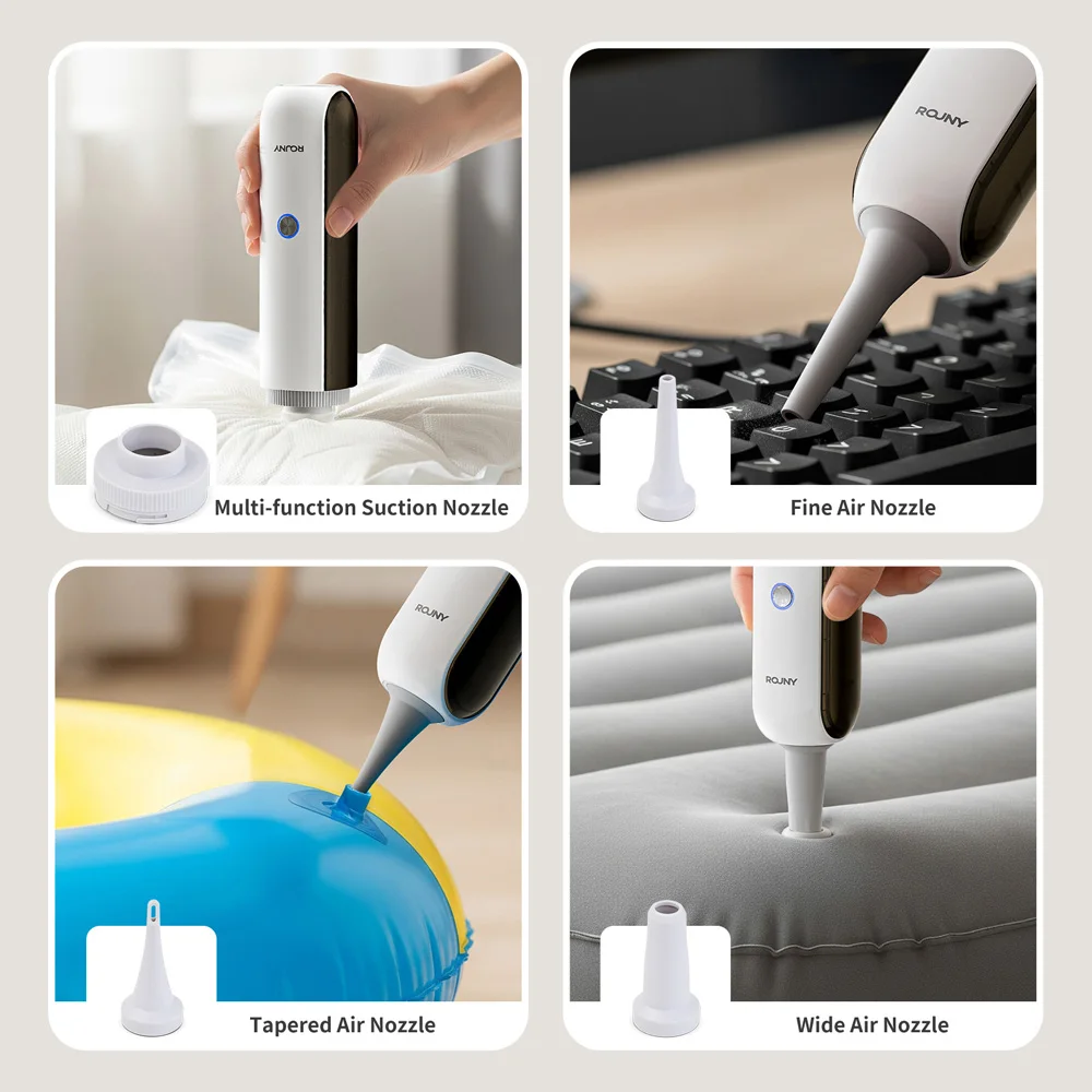 Handheld Vacuum Cleaner with LED Light, Portable Car Cordless Vacuum Cleaner with Powerful Suction and 7 Nozzles, Blowing, White 6