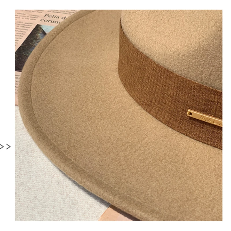 New Fall Winter Flat Woollen Top Hat Unisex Wide Brimmed Hat Fashion  Classic Diverse Styles Adjustable Hat Circumference Big Hat - AliExpress