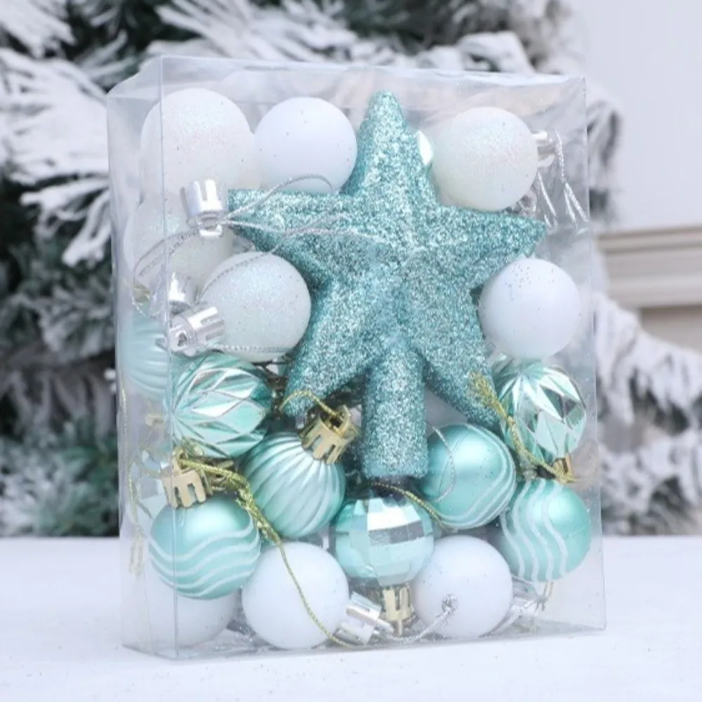 36pcs Plastic Christmas Ball Ornaments Shatterproof Glitter Christmas Tree Topper Electroplated Special-shaped Christmas Baubles